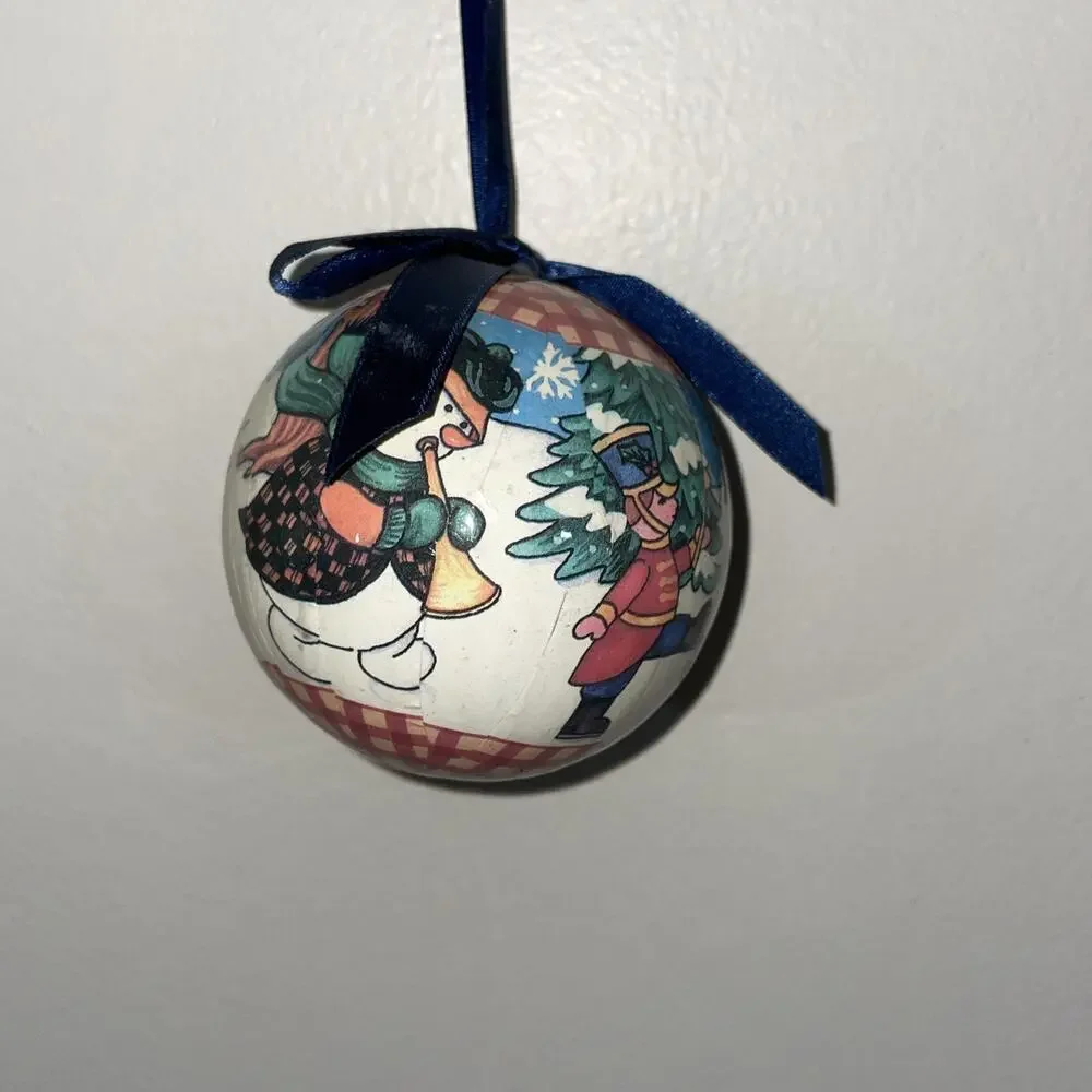 Vintage Snowman Family Ornament Marching Band Christmas Tree Ball